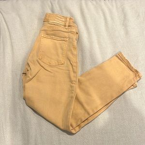 Revice Yellow Cropped Straight Leg Jean